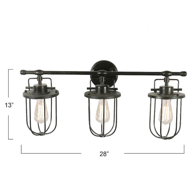 Industrial Metal Cage 3 Light Wall Sconce - 28.0"L x 8.0"W x 13.0"H