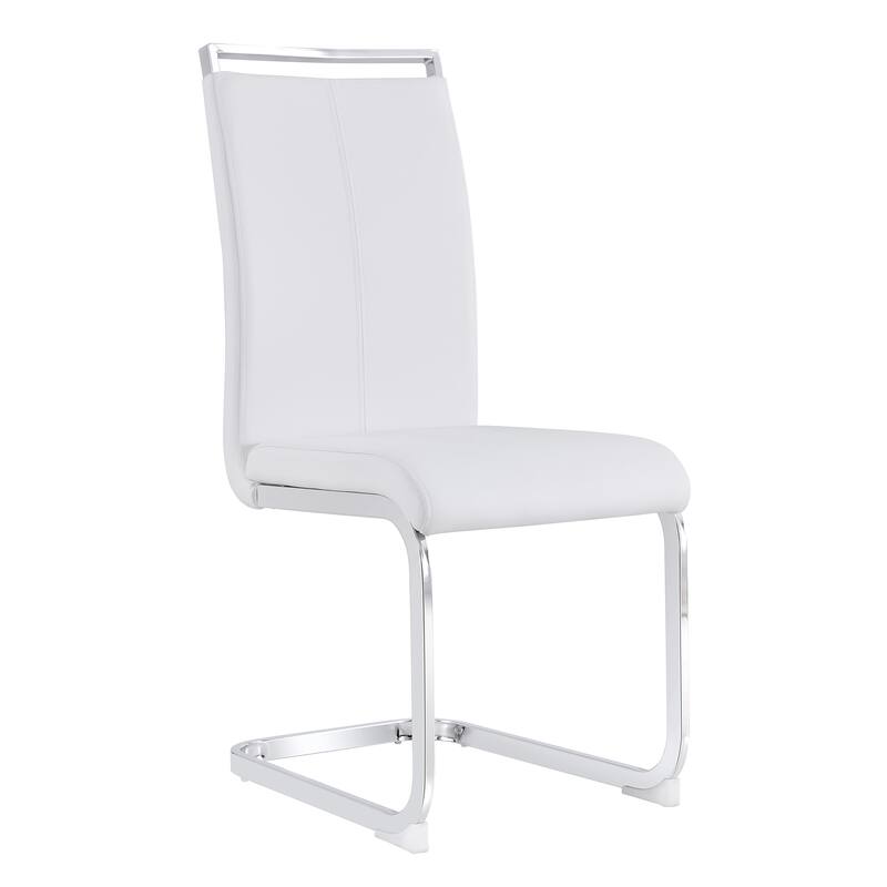 Modern Upholstered High Back Dining Chairs with C-Shaped Metal Legs