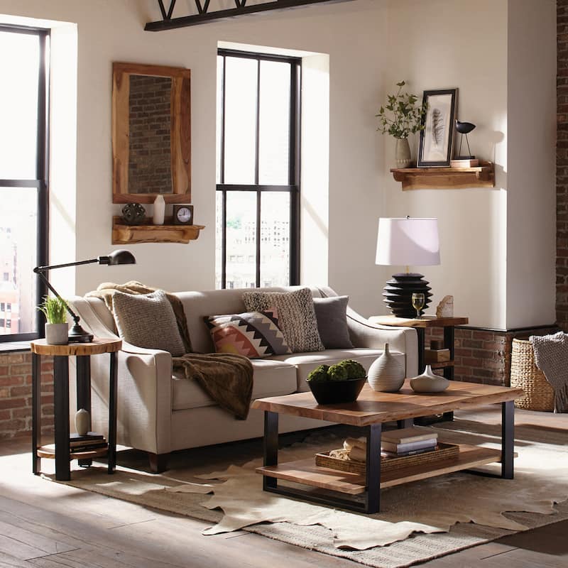 Alpine Natural Live Edge Wood Large Coffee Table