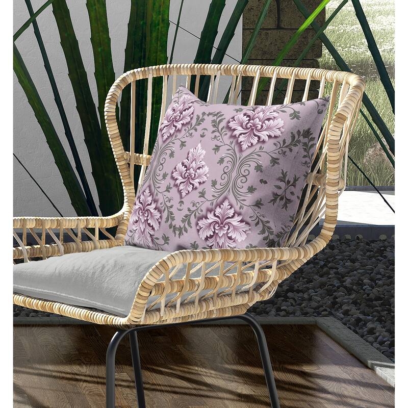Art Deco Elegance Indoor/Outdoor Reversible Throw Pillow Pink and Grey