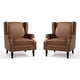 preview thumbnail 3 of 22, 2 Set Modern Vegan Leather Wing Back Armchair