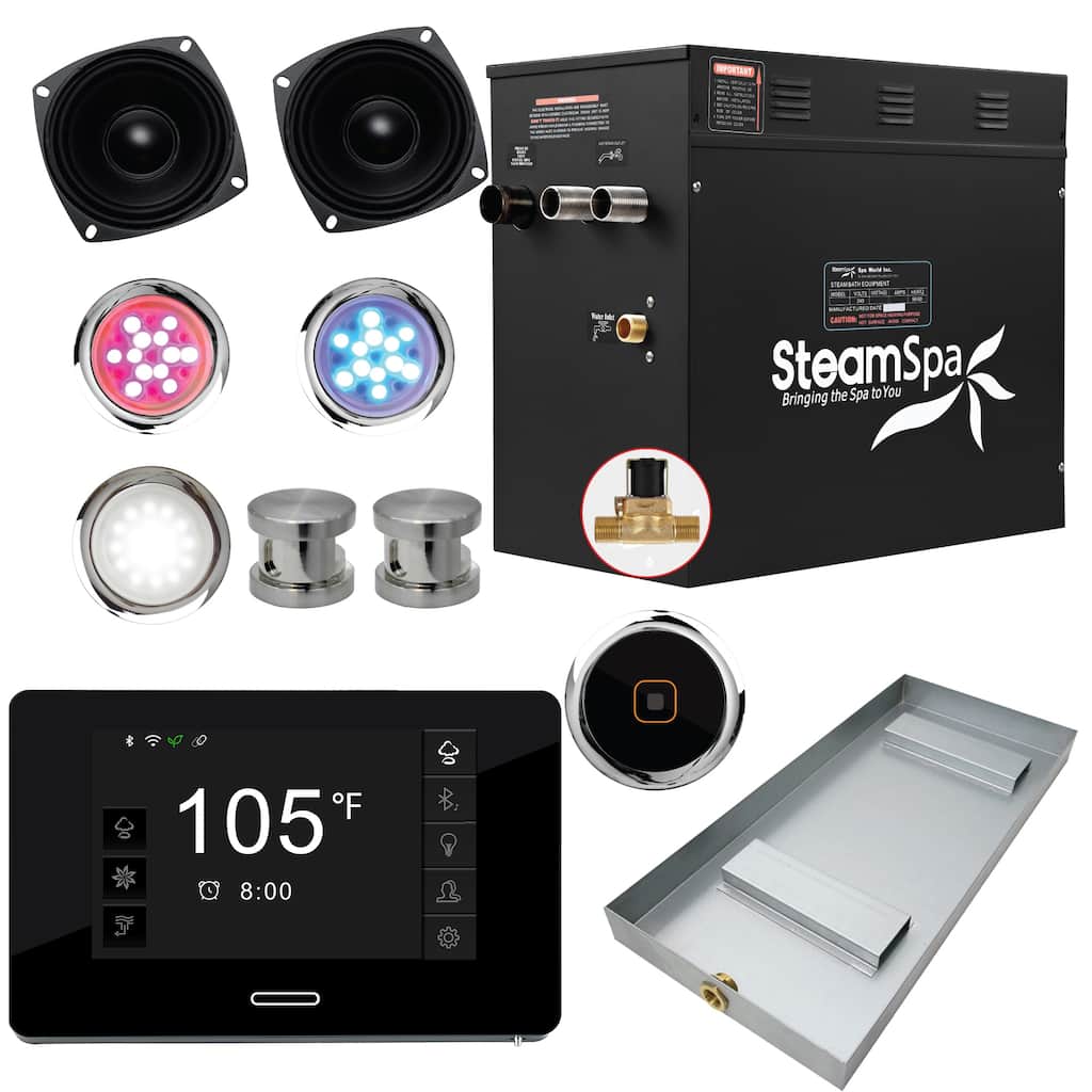 Black Series Wifi and Bluetooth 12kW Steam Bath Generator Package