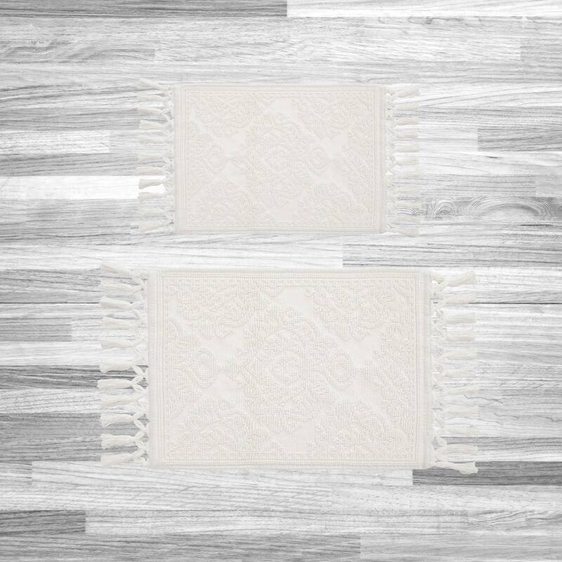 Jean Pierre Ricardo Cotton Fringe 2-Piece Bath Rug Set