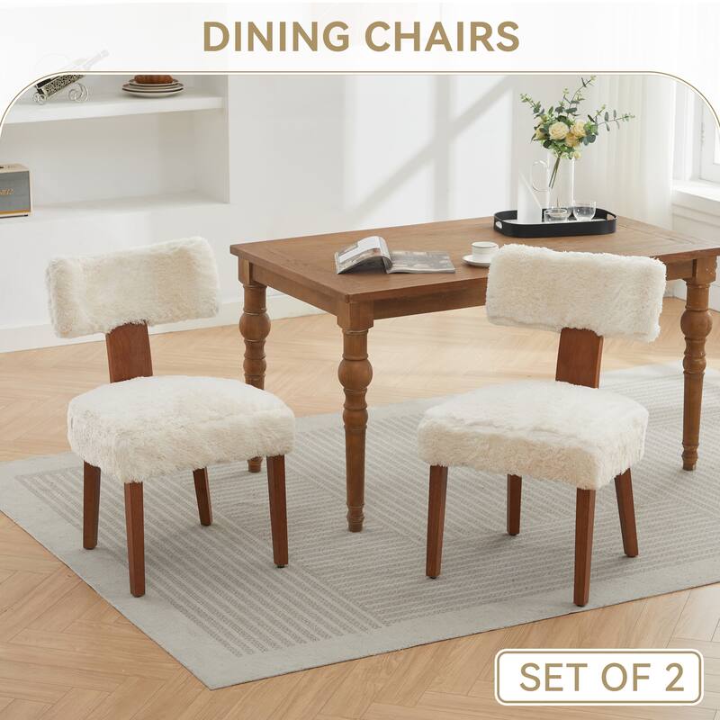 Set of 2 Fabric Modern Armless Dining Chairs