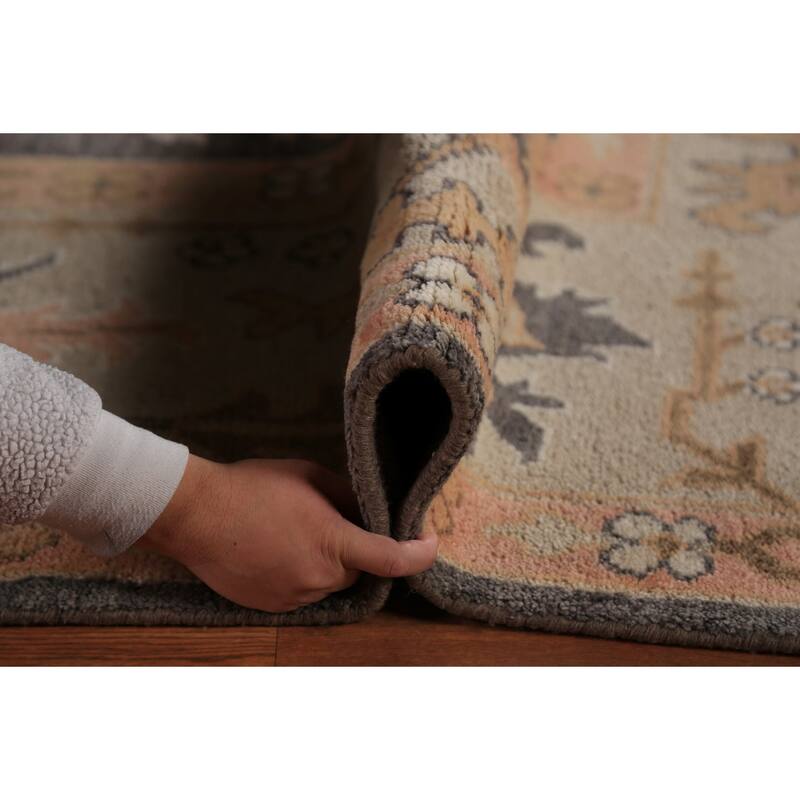 Gray Oushak Indian Large Rug Hand-Knotted Wool Carpet - 10'0"x 13'10"