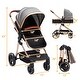 preview thumbnail 7 of 20, 2-in-1 Convertible Baby Stroller,Foldable Pushchair for Newborns with Reversible High Landscape Bassinet, Adjustable Canopy
