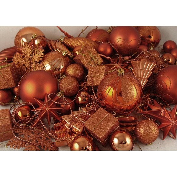 125ct Burnt Orange Shatterproof 4 Finish Christmas Ornaments 125ct Burnt Orange Shatterproof 4 Finish Christmas Ornaments