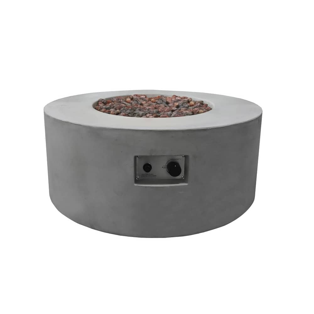 Modeno Tramore 50,000 BTU Light Grey Concrete Propane Fire Table with Lava Rocks & Cover - 34.3 X 34.3 X 14.6