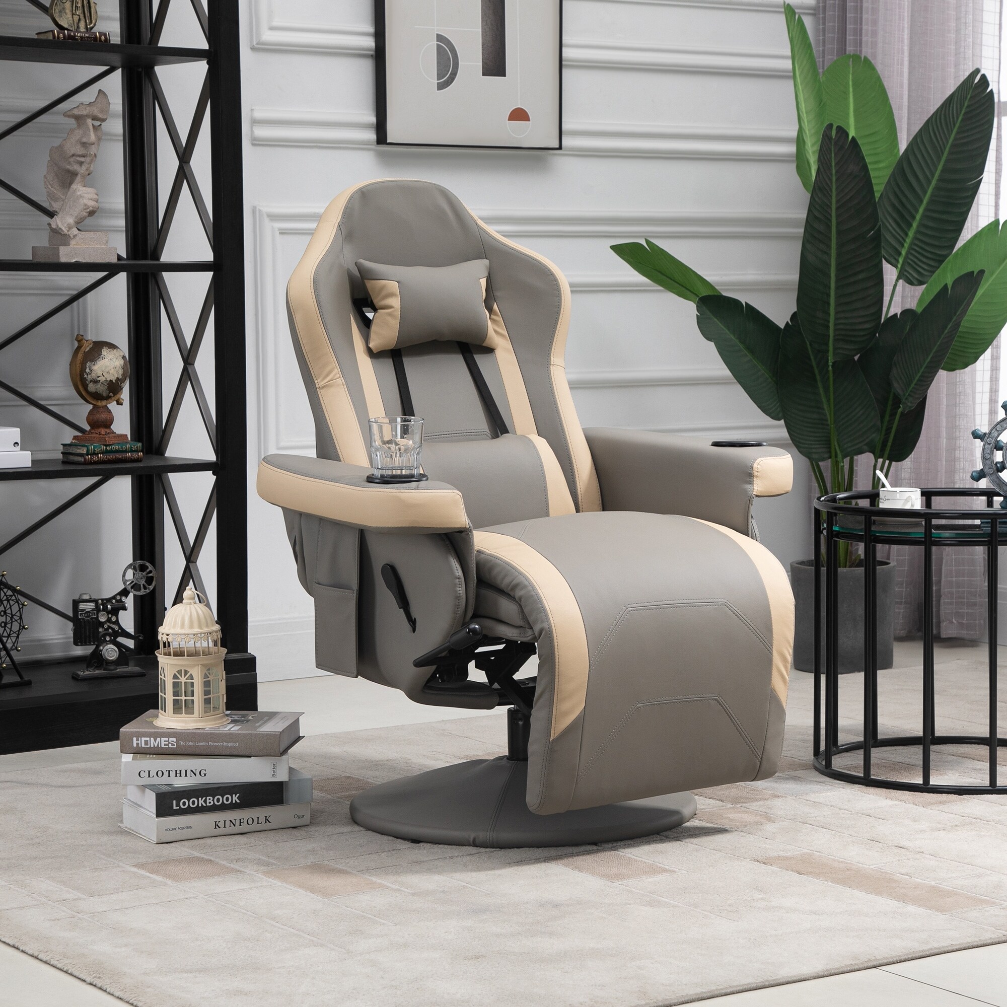 Leather chair sales with leg rest
