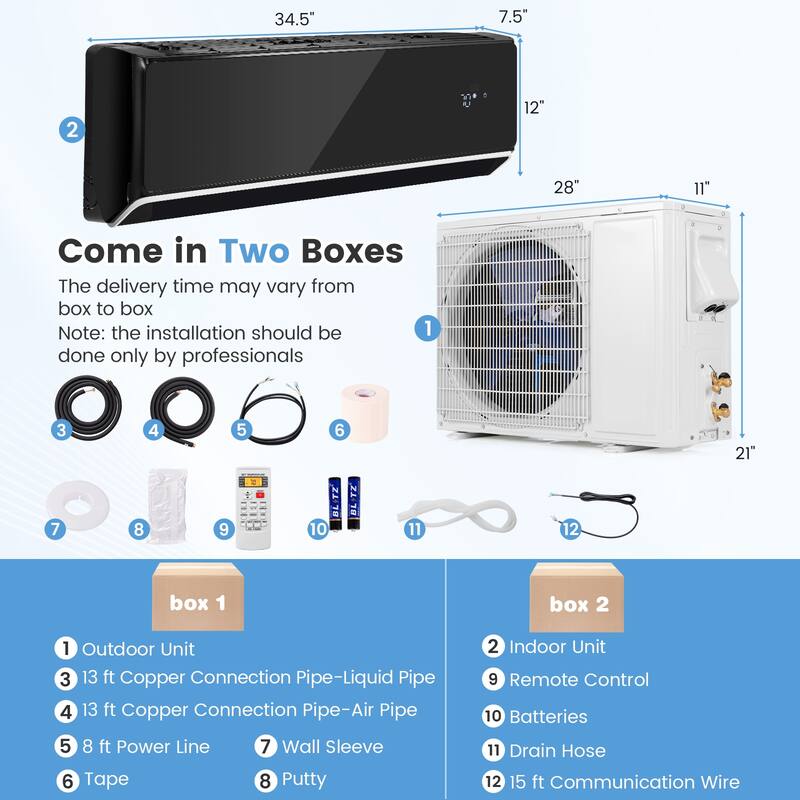 Gymax 12000 BTU Mini Split Air Conditioner & Heater 22 SEER2 208-230V