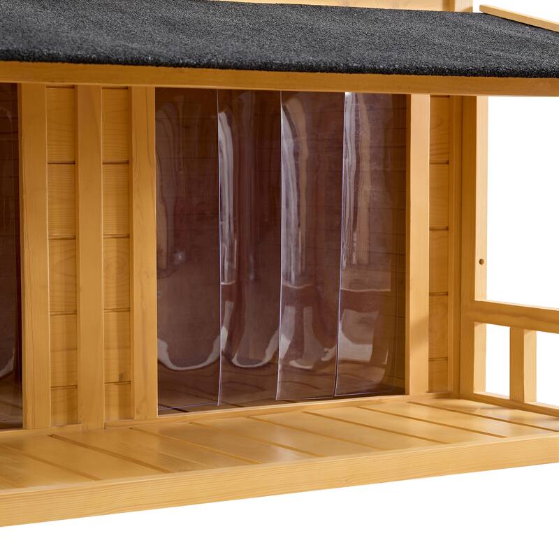 Pine Wood Dog House Waterproof Dog Cage Dog Kennel Raised Pet Kennel for Medium Dogs with Porch for Outdoor