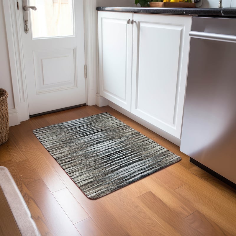 Machine Washable Indoor/ Outdoor Chantille Jagged Stripes Rug - Brown - 1'8" x 2'6"