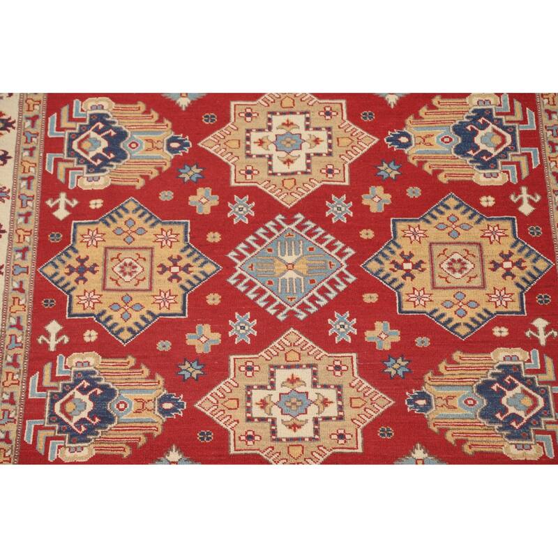 Red Traditional Kazak Area Rug Handmade Wool Carpet - 5'6" x 7'7"