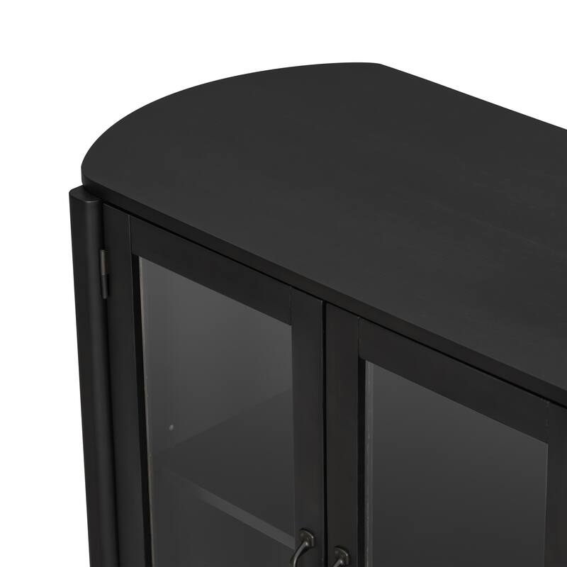4-Door Wood Storage Cabinet Buffet Sideboard with Shelves, Modern Display Cabinet with Glass Doors, Accent Console Table