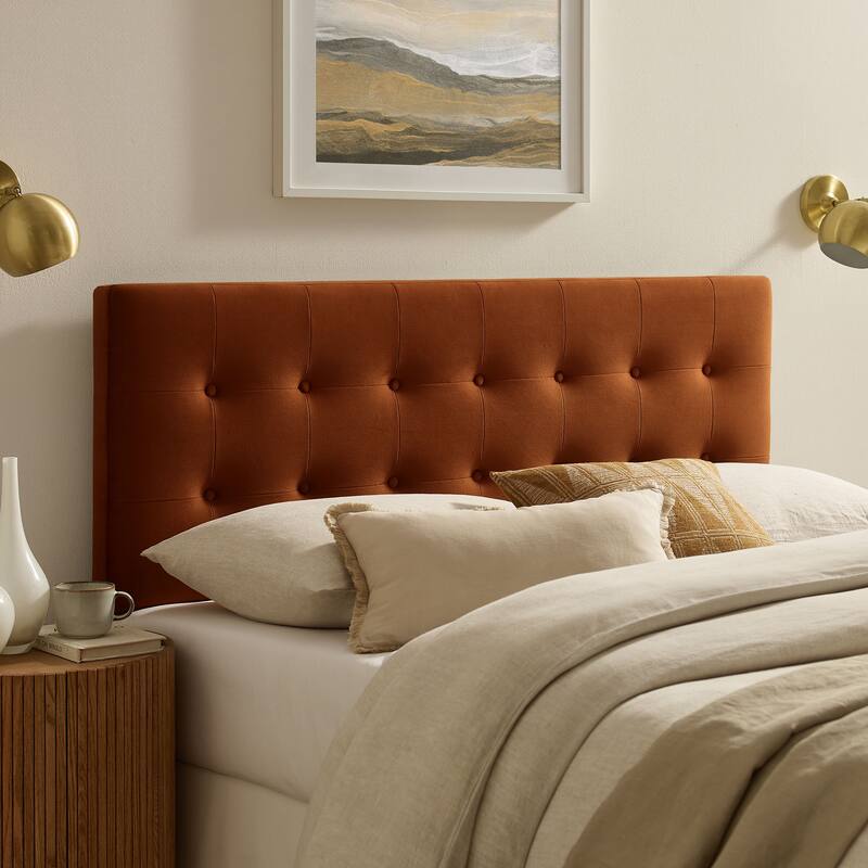 Emily Biscuit Tufted Performance Velvet Headboard - Rust - King