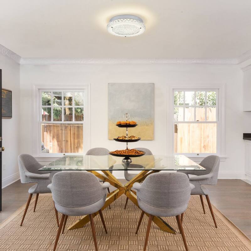 Crystal Ceiling Light LED Flush Mount Ceiling Light Dimmable Flush Mount Crystal Chandelier