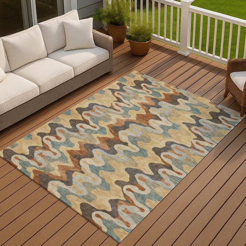 Machine Washable Indoor/ Outdoor Modern Mason Chantille Rug