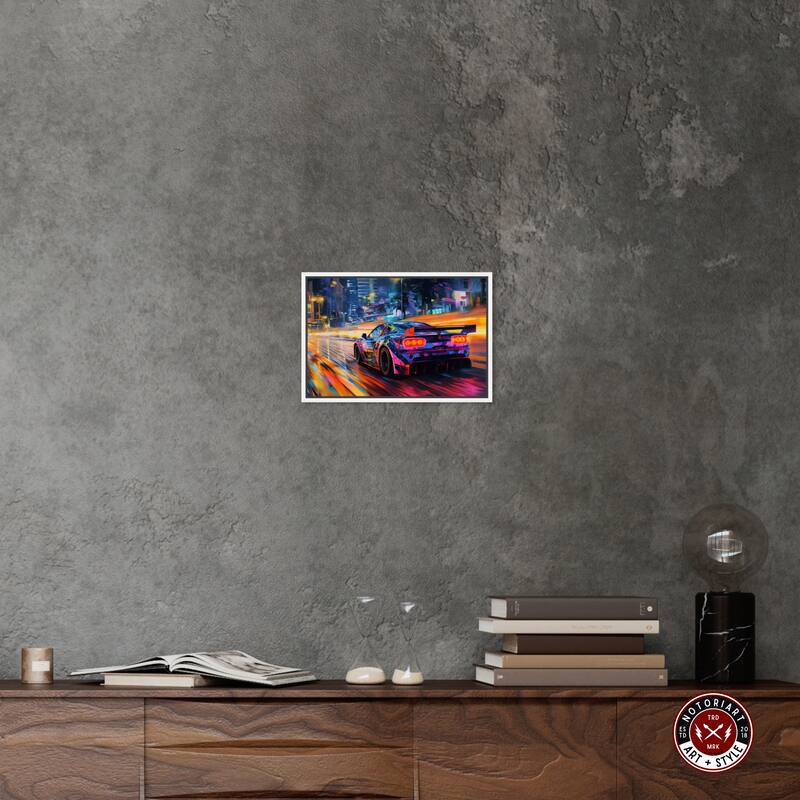 Notoriart Night Drive Vibes Framed Car 1 Piece Canvas Wall Art