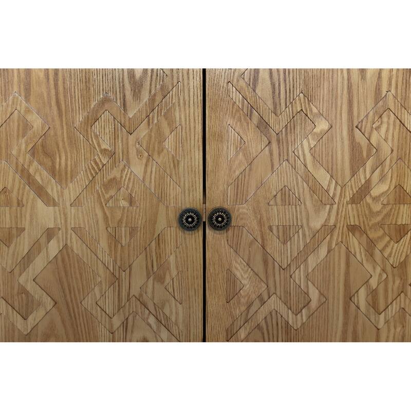 59in Brown Accent Cabinet with 4 Doors