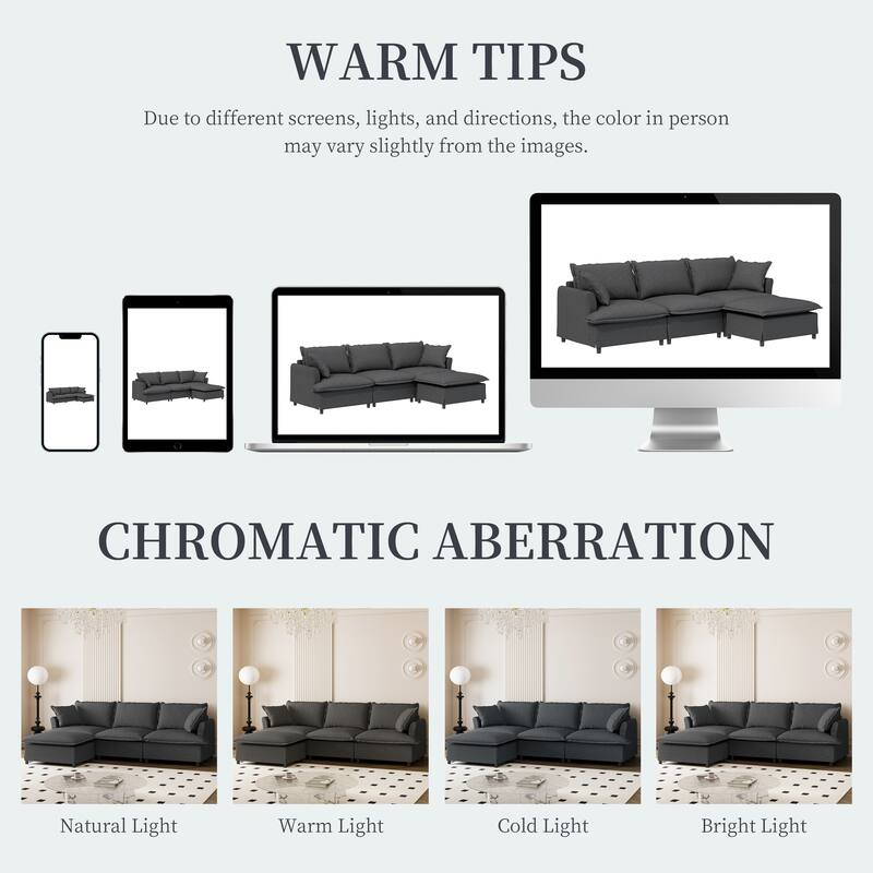 DIY Free Combination Sofa Set with Throw Pillows, Chenille Modular Sectional Sofa for Livingroom Upholstered Cloud Couch