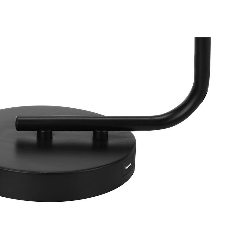 Lighting, 20"h, Table Lamp, Usb Port Included, Black Metal, Glass Shade, Modern