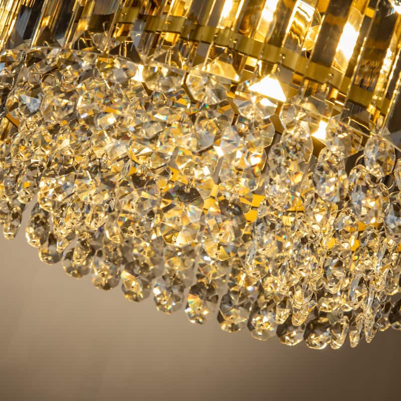Modern Glam Gold Round Crystal Chandelier