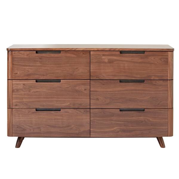 Kirkwood American Walnut Mid Century Modern 6 Drawer Double Dresser On Sale Overstock 25443853 Dorinda groove 6 drawer double dresser. usd