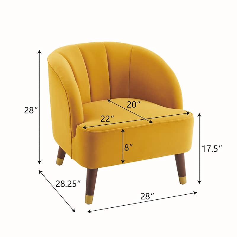 Velvet Barrel Chair With Wooden Legs