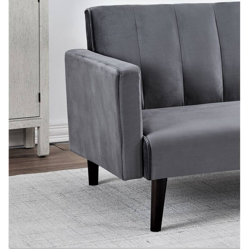 72" Velvet Convertible Futon Sofa Bed-Full Out Twin Sleeper Couch