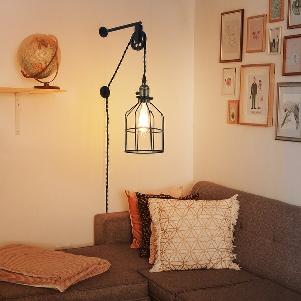 Hanging bedside lights plug in discount