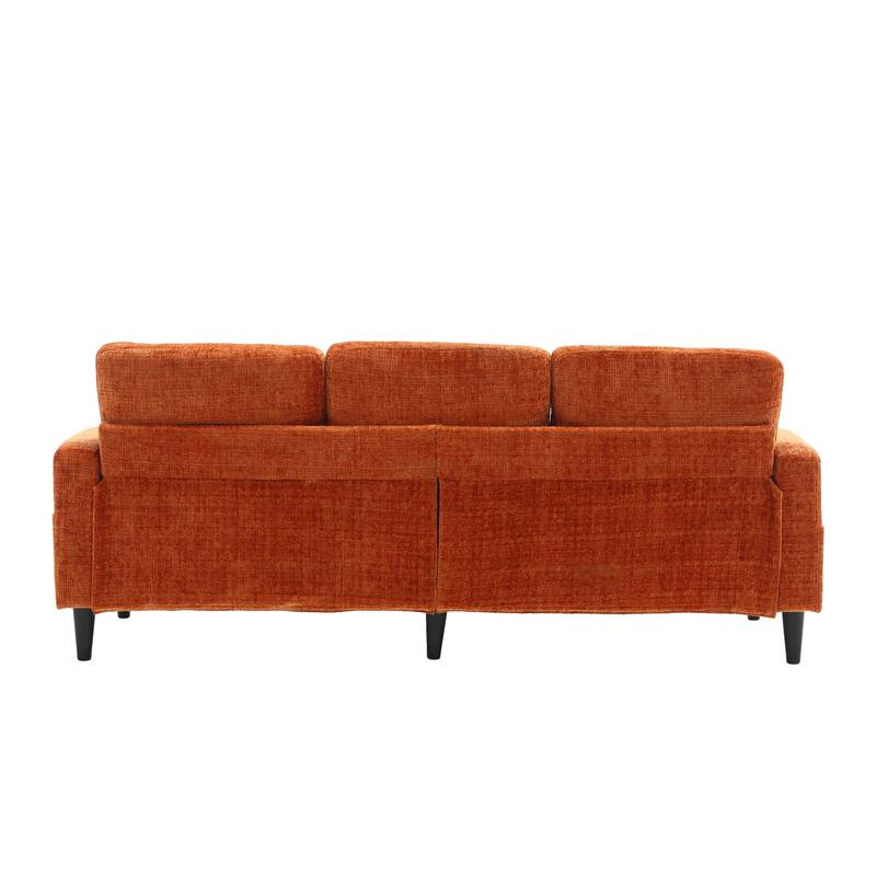 Modular Sectional Sofa with Storage Ottoman, Comfy Chenille Fabric Sofa, 3-Seater Sofa with Side Pockets & 2 Cup Holders