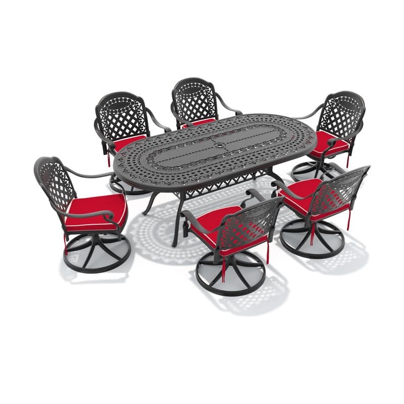 Traditions 7-Piece Patio Outdoor Dining Set with 6 Dining Chairs and Oval Dining Table, Rust Free