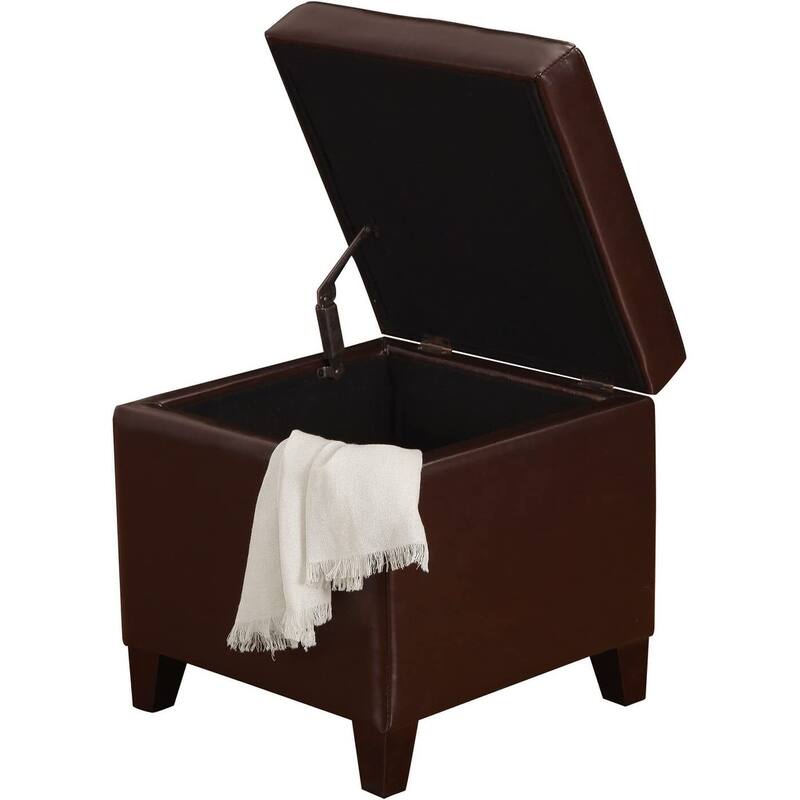 Adeco Bonded Leather Square Tufted Cubic Cube Storage Ottomans
