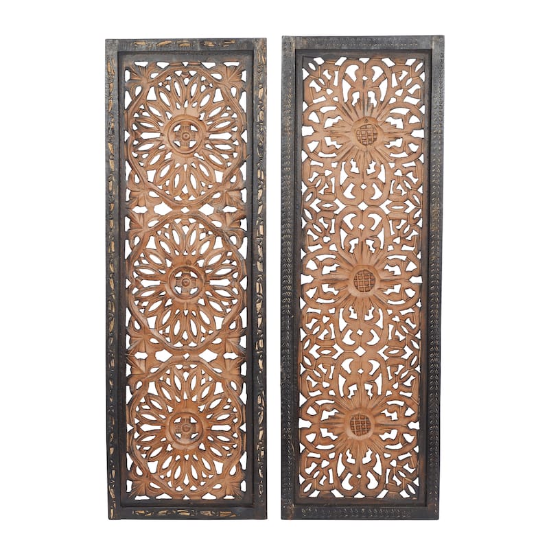 Brown MDF Traditional Wall Decor Ornamental (Set of 2)