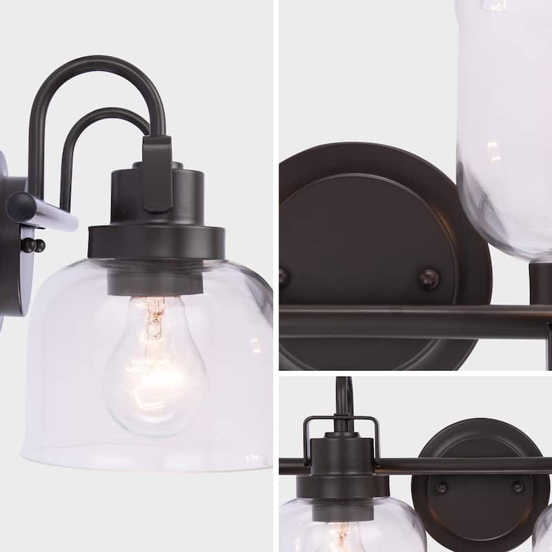 15" Wide Black 2-Light Dimmable Bathroom Vanity Light Wall Sconce