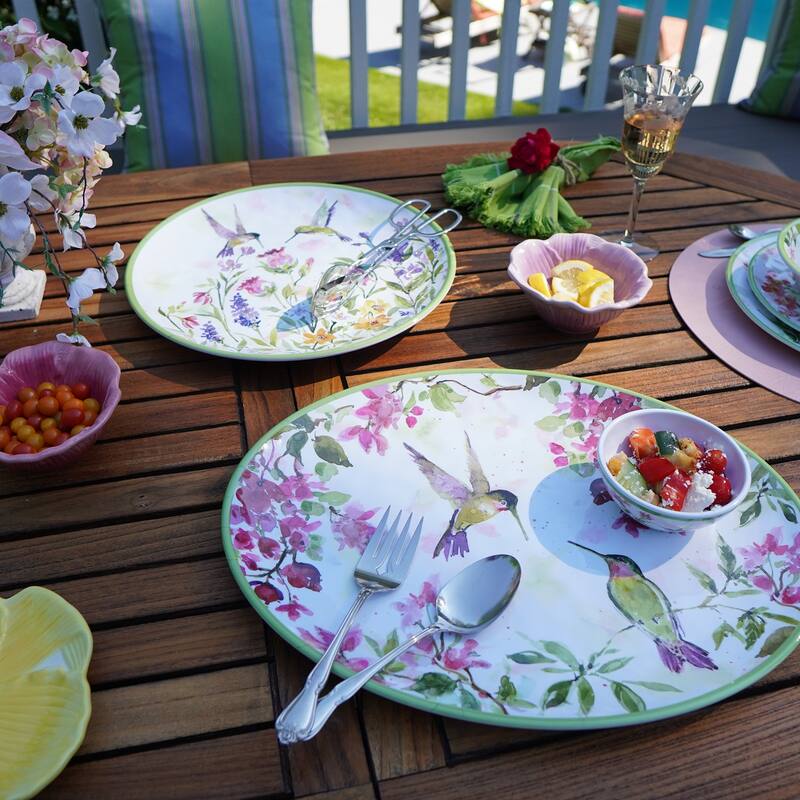 Certified International Hummingbirds Melamine 2-piece Platter Set