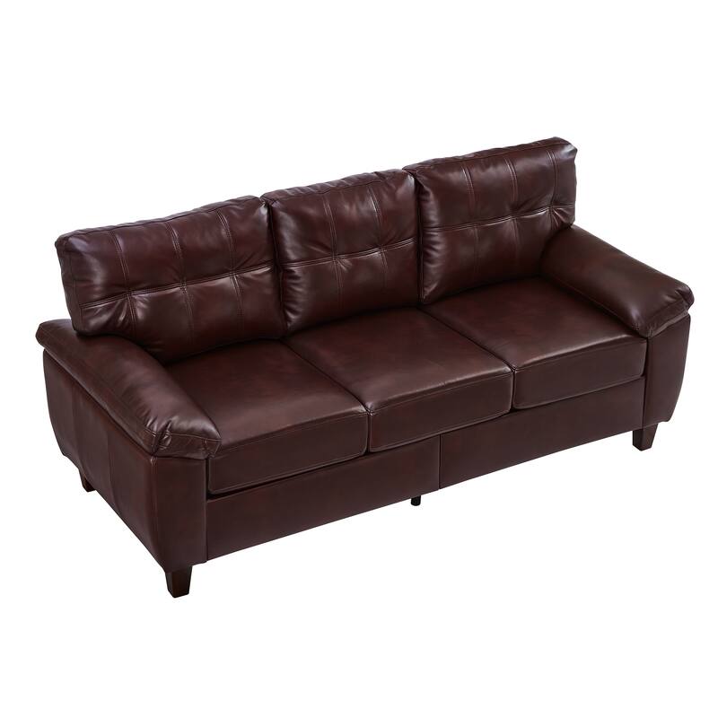 Breathable PU Leather Upholstered Couch 3 Seater Sofa with Storage