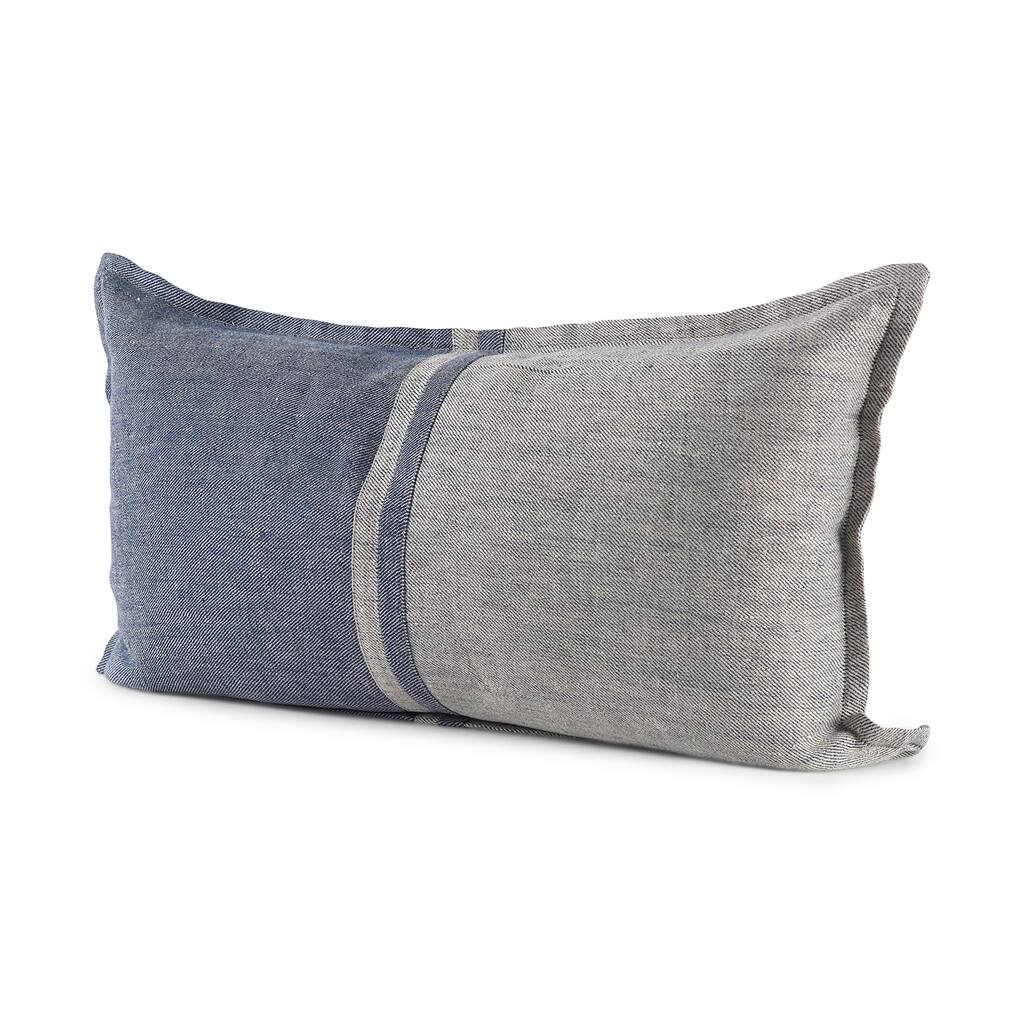 Aubrielle Gray & Blue Fabric Pillow Cover