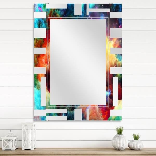 slide 2 of 4, Designart 'Fractal Paint Fusion' Abstract Printed Wall Mirror