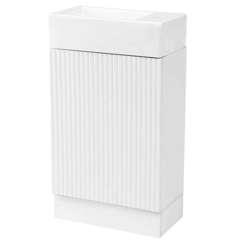 18.6" Bathroom Vanity With Sink, Bathroom Vanity Cabinet With Two-Tier Shelf, Left Or Right Orientation