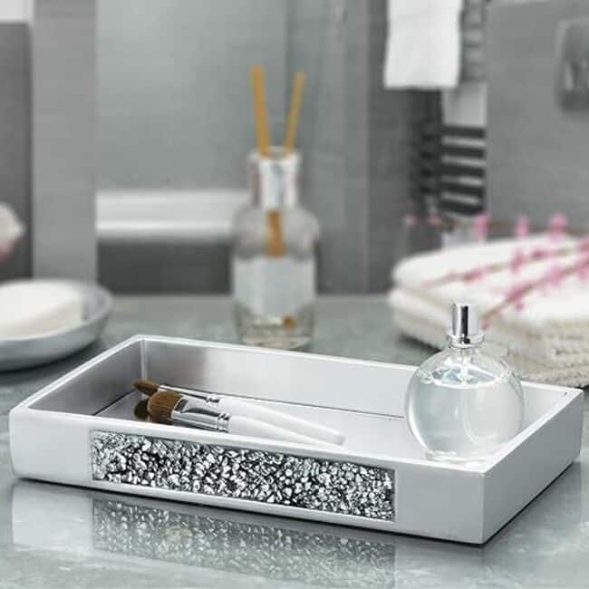 Creative Scents Silver Mosaic Vanity Mirror Tray for Dresser - Gray - Gray