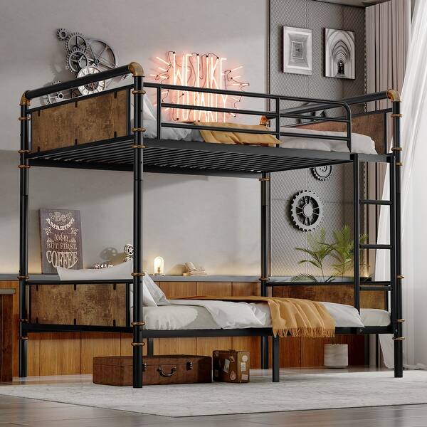 slide 2 of 14, Twin XL Bunk Bed, Convertible, 15.9" Rails Black