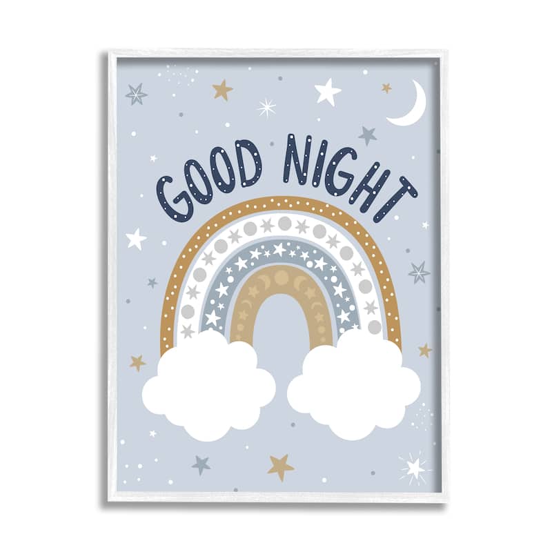 Stupell Good Night Astronomical Rainbow Outer Space Symbol Stripes Framed Wall Art, Design by Ilis Aviles - Blue - 11 x 14 - White