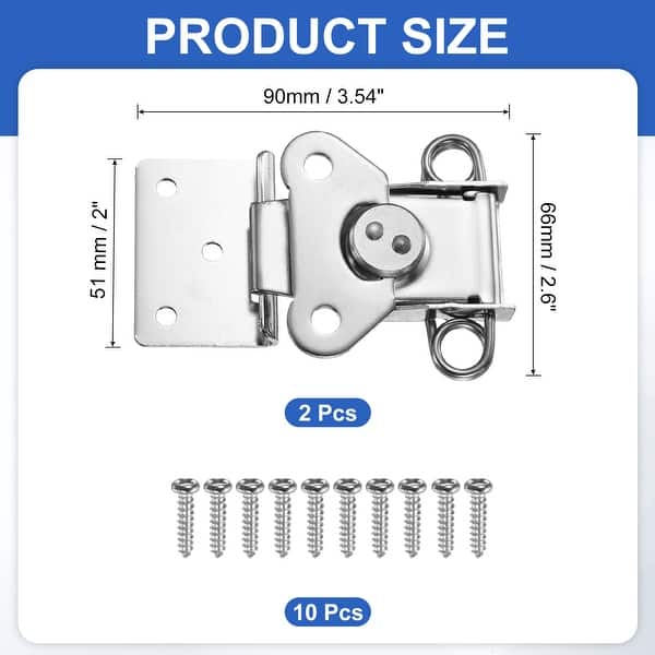 4-Pack 304 Stainless Steel Spring Loaded Butterfly Twist Latch & Keeper – Silver, Flat Installation, For Toolboxes, Cases, Cabinets, And Chests