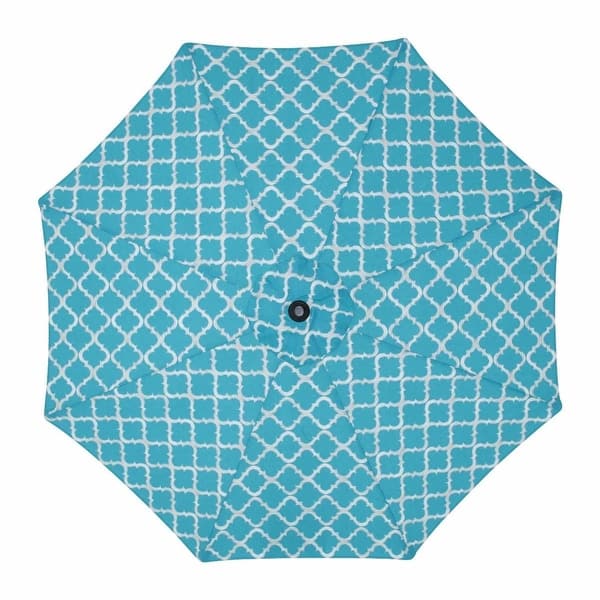 bed bath and beyond teal patio umbrella 9' Geometric Ocean Inspired Teal Blue Patio Market Umbrella with Hand Crank  - Bed Bath & Beyond