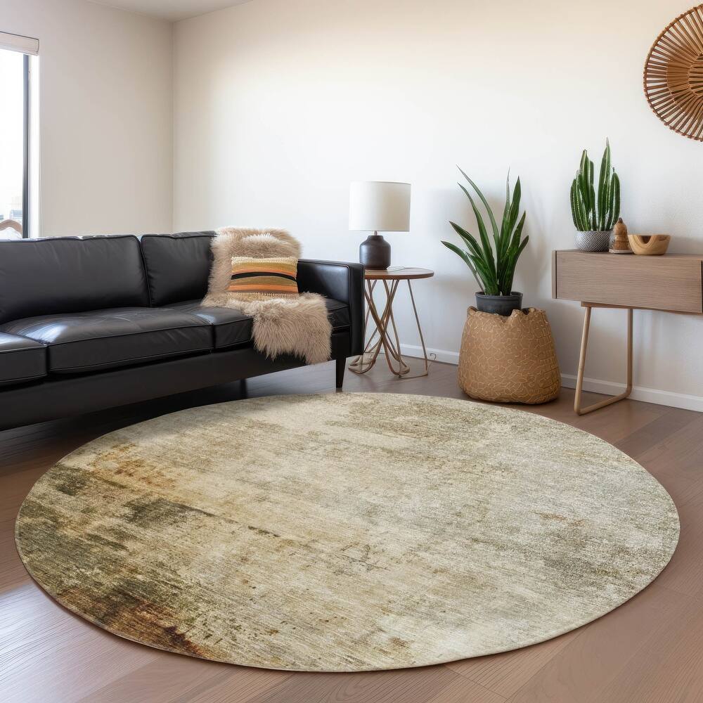 Machine Washable Indoor/ Outdoor Abstract Contemporary Chantille Rug