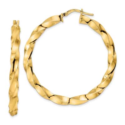 Curata 14k Yellow Gold Polished Twisted Hoop Earrings - 44x4mm