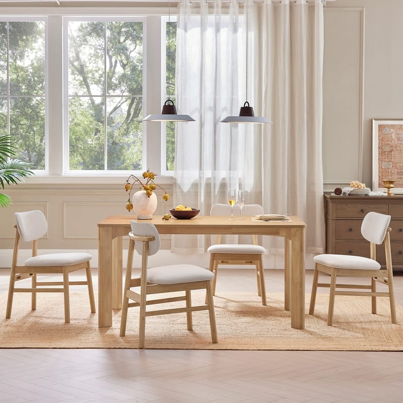 Spruce & Spring 5-Piece Modern Rectangle Dining Table Set with Upholstered Dining Chairs