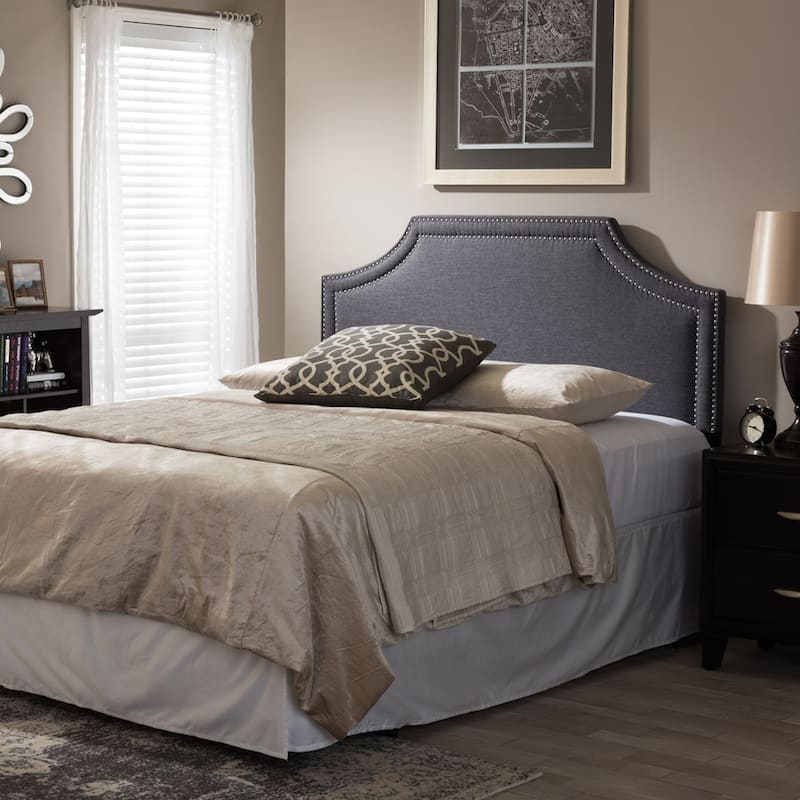 Avignon Modern and Contemporary Dark Grey Fabric Upholstered Headboard