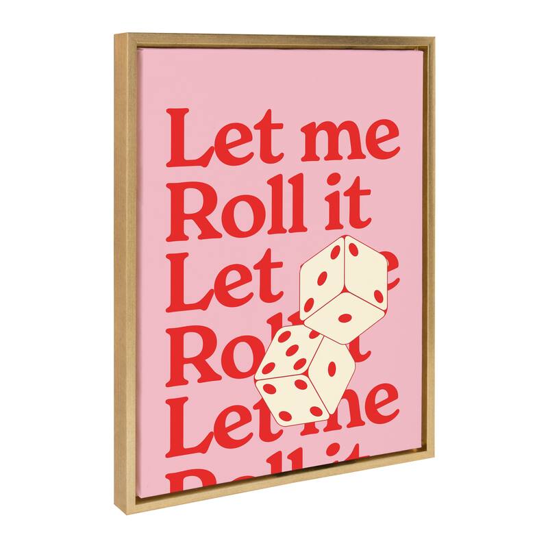 Kate and Laurel Sylvie Let Me Roll It Pink Red Framed Canvas by Alli Standefer - 18x24 - Yellow